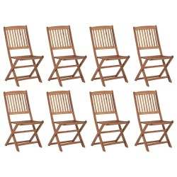 Chaises pliables d'extérieur et coussins lot de 8 Bois d'acacia 558205558205