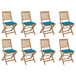 Chaises pliables d'extérieur et coussins lot de 8 Bois d'acacia 558206558206