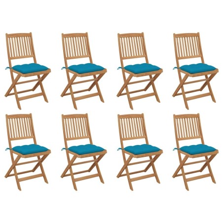 Chaises pliables d'extérieur et coussins lot de 8 Bois d'acacia 558206558206