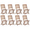 Chaises pliables d'extérieur et coussins lot de 8 Bois d'acacia 558206558206