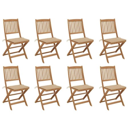Chaises pliables d'extérieur et coussins lot de 8 Bois d'acacia 558207558207