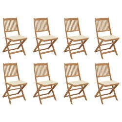 Chaises pliables d'extérieur et coussins lot de 8 Bois d'acacia 558208558208