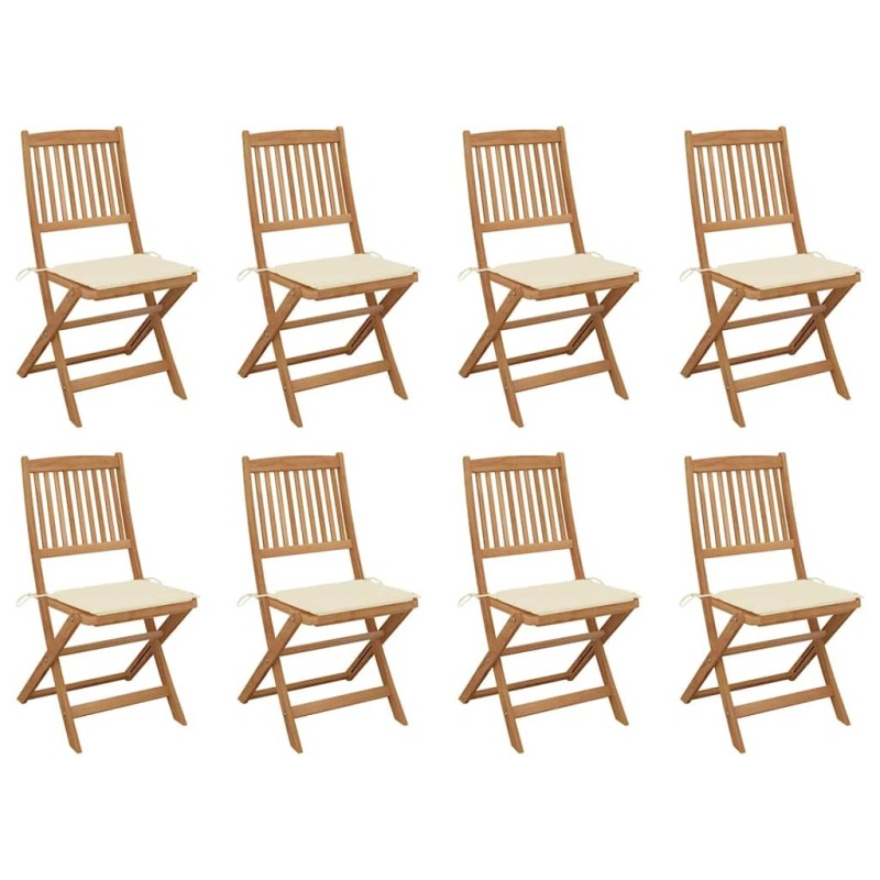 Chaises pliables d'extérieur et coussins lot de 8 Bois d'acacia 558208558208