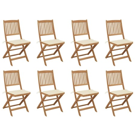 Chaises pliables d'extérieur et coussins lot de 8 Bois d'acacia 558208558208