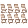Chaises pliables d'extérieur et coussins lot de 8 Bois d'acacia 558208558208