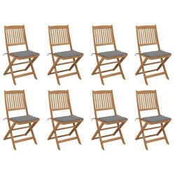 Chaises pliables d'extérieur et coussins lot de 8 Bois d'acacia 558209558209