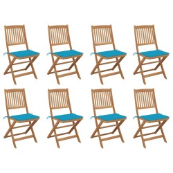 Chaises pliables d'extérieur et coussins lot de 8 Bois d'acacia 558210558210