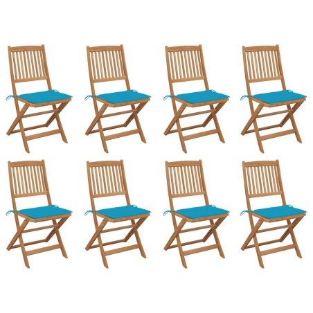 Chaises pliables d'extérieur et coussins lot de 8 Bois d'acacia 558210558210