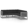 Salon de jardin 5 pcs avec coussins Bois de pin massif 558211558211