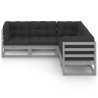 Salon de jardin 5 pcs avec coussins Bois de pin massif 558211558211