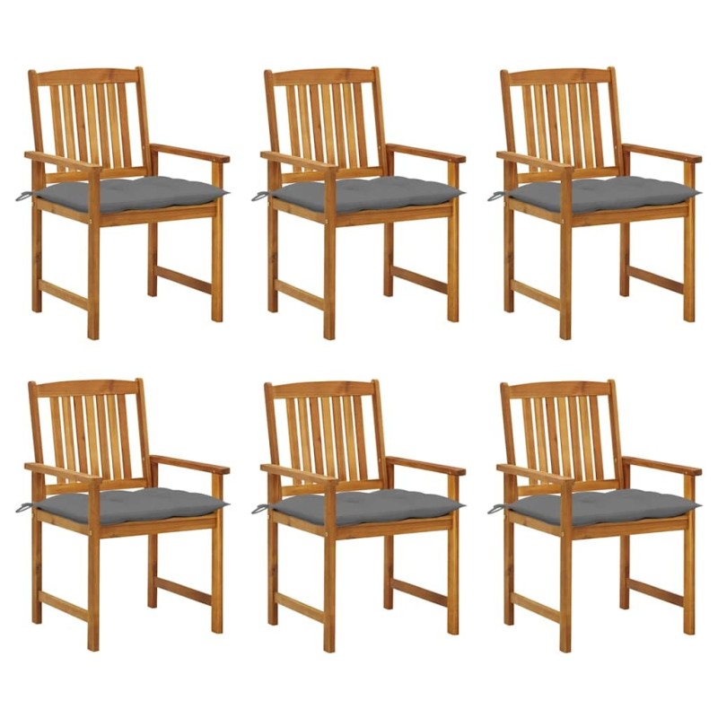 Chaises de jardin avec coussins lot de 6 Bois d'acacia massif 558215558215