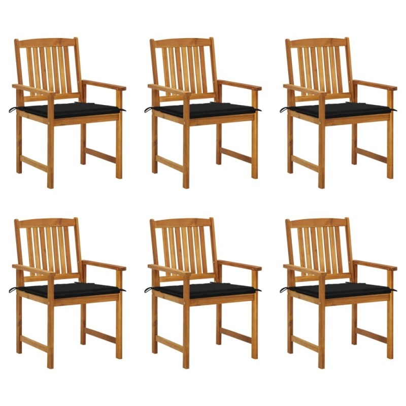 Chaises de jardin avec coussins lot de 6 Bois d'acacia massif 558219558219