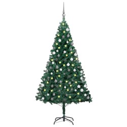 Arbre de Noël artificiel pré-éclairé et boules vert 120 cm PVC 558221558221