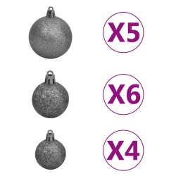 Arbre de Noël artificiel pré-éclairé et boules vert 120 cm PVC 558221558221