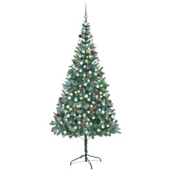 Arbre de Noël artificiel pré-éclairé/boules pommes de pin 210cm 558222558222