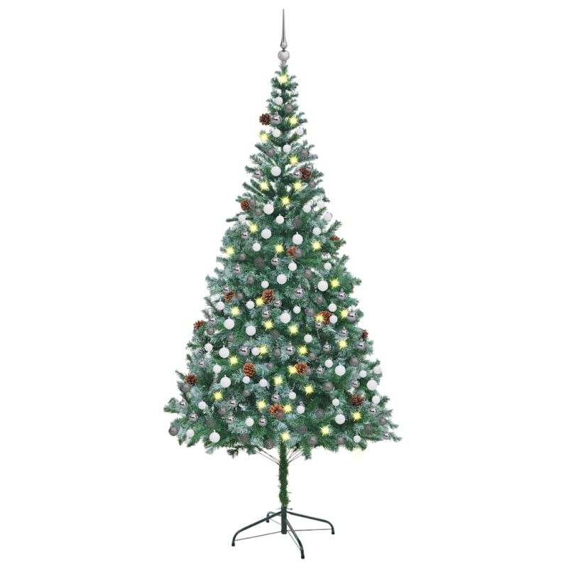 Arbre de Noël artificiel pré-éclairé/boules pommes de pin 210cm 558222558222