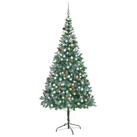 Arbre de Noël artificiel pré-éclairé/boules pommes de pin 210cm 558222558222