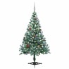Arbre de Noël givré pré-éclairé et boules pommes de pin 150 cm 558223558223