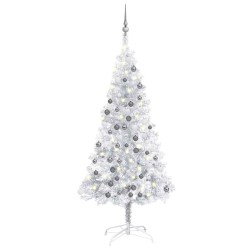 Arbre de Noël artificiel pré-éclairé/boules argenté 120 cm PET 558224558224