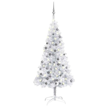 Arbre de Noël artificiel pré-éclairé/boules argenté 120 cm PET 558224558224