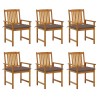 Chaises de jardin avec coussins lot de 6 Bois d'acacia massif 558226558226