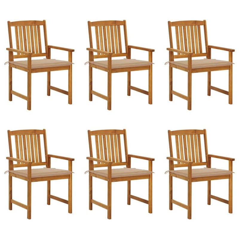 Chaises de jardin avec coussins lot de 6 Bois d'acacia massif 558228558228