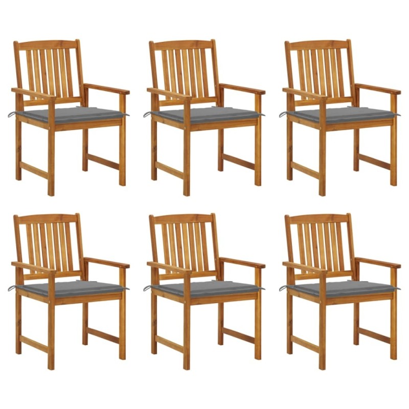 Chaises de jardin avec coussins lot de 6 Bois d'acacia massif 558230558230