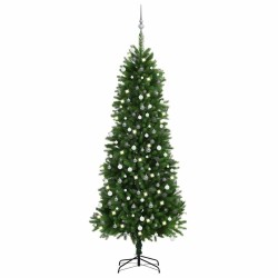 Arbre de Noël artificiel pré-éclairé et boules 240 cm vert 558231558231