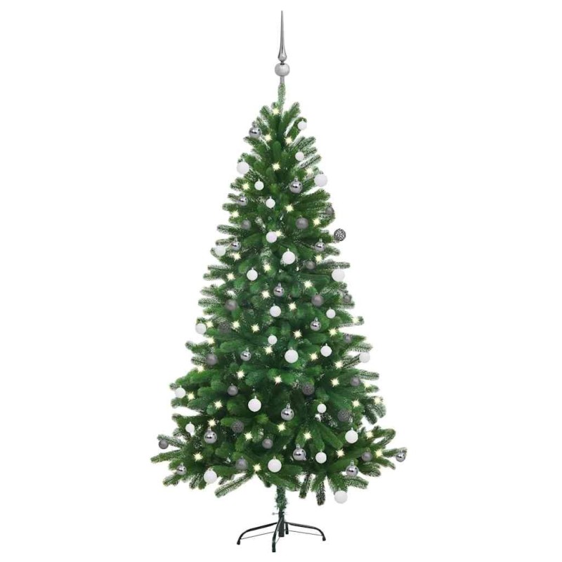 Arbre de Noël artificiel pré-éclairé et boules 150 cm Vert 558233558233
