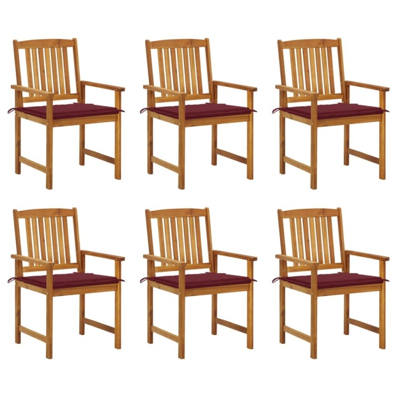 Chaises de jardin avec coussins lot de 6 Bois d'acacia massif 558234558234