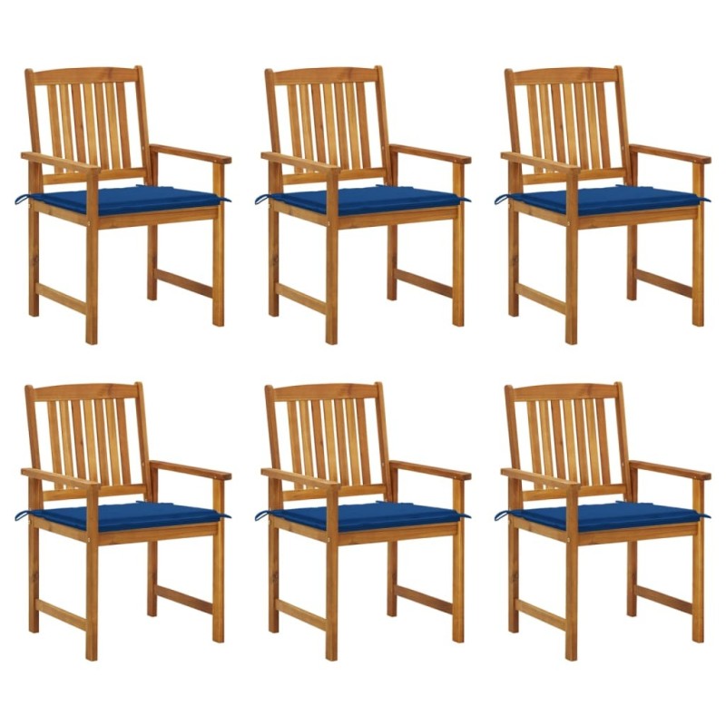 Chaises de jardin avec coussins lot de 6 Bois d'acacia massif 558235558235