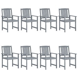 Chaises de jardin et coussins lot de 8 Bois acacia solide Gris 558237558237