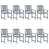 Chaises de jardin et coussins lot de 8 Bois acacia solide Gris 558237558237