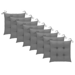 Chaises de jardin et coussins lot de 8 Bois acacia solide Gris 558237558237
