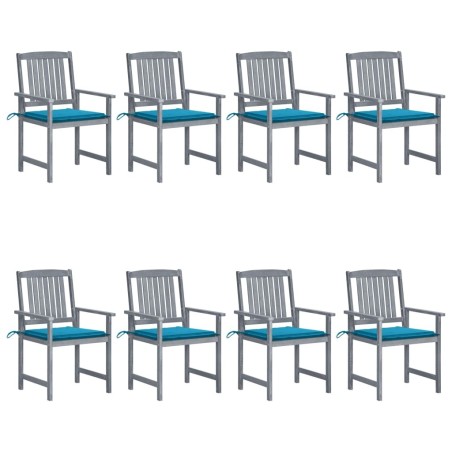 Chaises de jardin et coussins lot de 8 Bois acacia solide Gris 558238558238