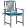 Chaises de jardin et coussins lot de 8 Bois acacia solide Gris 558238558238
