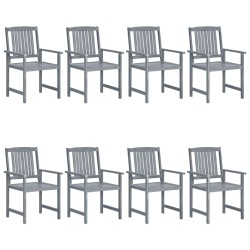 Chaises de jardin lot de 8 Bois massif d'acacia Gris 558239558239