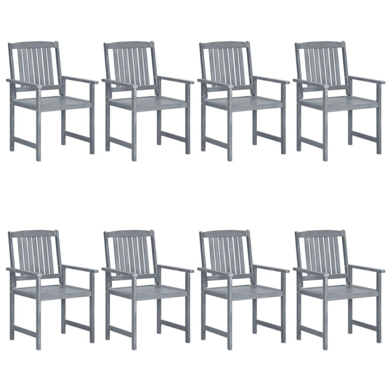 Chaises de jardin lot de 8 Bois massif d'acacia Gris 558239558239