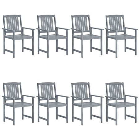 Chaises de jardin lot de 8 Bois massif d'acacia Gris 558239558239