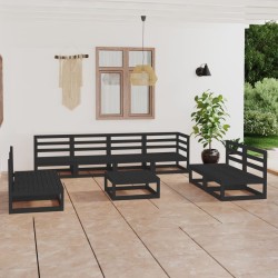 Salon de jardin 9 pcs noir bois de pin massif 558240558240