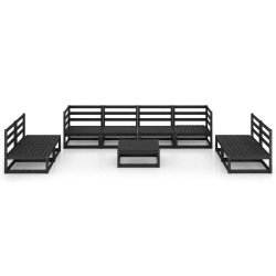 Salon de jardin 9 pcs noir bois de pin massif 558240558240