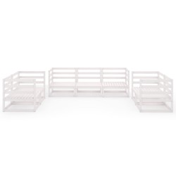 Salon de jardin 7 pcs Blanc Bois de pin massif 558241558241