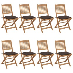 Chaises pliables de jardin lot de 8 avec coussins Bois d'acacia 558242558242