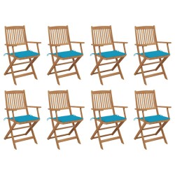 Chaises pliables d'extérieur et coussins lot de 8 Bois d'acacia 558243558243