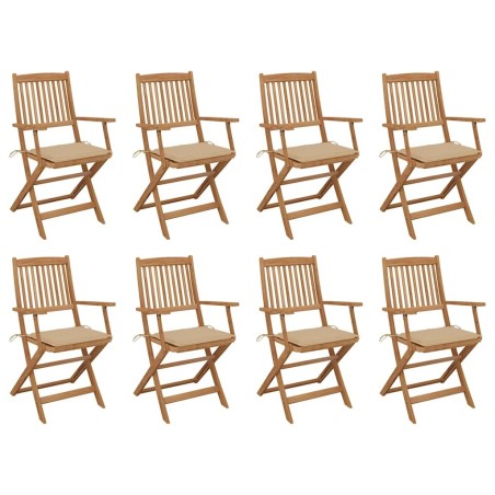 Chaises pliables d'extérieur et coussins lot de 8 Bois d'acacia 558244558244