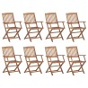 Chaises pliables d'extérieur et coussins lot de 8 Bois d'acacia 558244558244