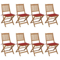 Chaises pliables de jardin lot de 8 avec coussins Bois d'acacia 558245558245