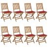 Chaises pliables de jardin lot de 8 avec coussins Bois d'acacia 558245558245