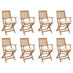 Chaises pliables d'extérieur et coussins lot de 8 Bois d'acacia 558246558246