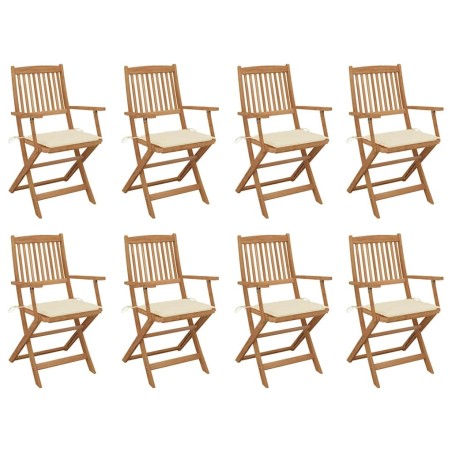 Chaises pliables d'extérieur et coussins lot de 8 Bois d'acacia 558246558246